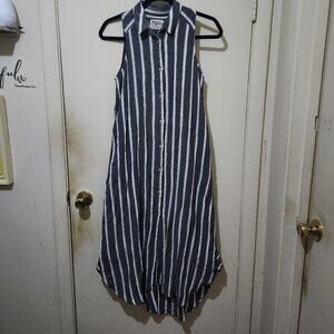 Holding Horses (Anthropologie) Striped Button Dress Gray/White Size 2